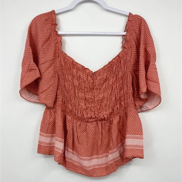 Urban Romantics Womens Off Shoulder Peasant Polka Dot Blouse NEW Small - Picture 9 of 10